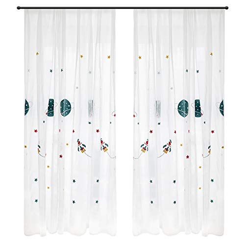 LEILEI Visillos Bordado Cortinas,translúcidas Niños Chico Occultants