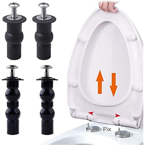 4 Pack Toilet Seat Hinges Screws, Universal Toilet Seat Fixings Fix Expanding Rubber Top Nuts Screws, Easy to Install- Toilet Seat Replacement Parts Blind Hole Fixing Kit Cover