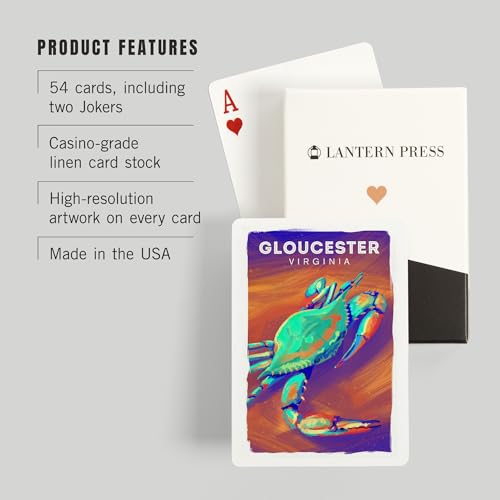 Lantern Press Naipes Póker Vivid Series Blue Crab 52 cartas miniatura 3