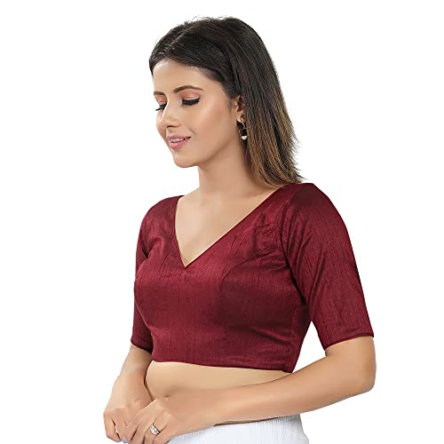 Image of Vamas Women's Silk Padded Self Design Half Sleeve Readymade Saree Blouse (VFJ-140)