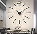 Produktbild FAS1 Moderne DIY Große Wanduhr Big Armbanduhr Aufkleber 3D Aufkleber Spiegel Effekt Acryl Wanduhr Home Office Abnehmbarer Dekoration (Akku Nicht Enthalten) Schwarz