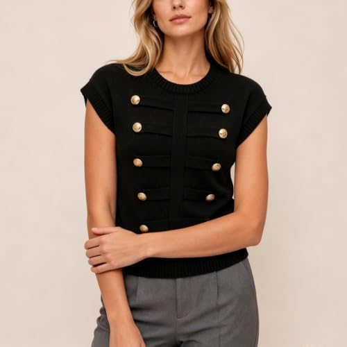 Image of Women Graphic Sweater Vest Y2k Knit Tank Top Lightweight Pullover Top