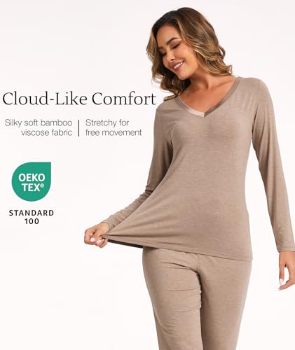Image of GYS Women's Bamboo Viscose Long Sleeve Pajamas Set
