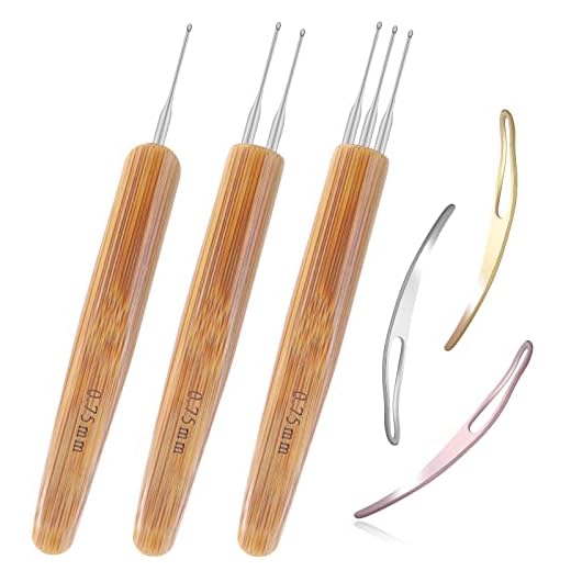 6PCS Dreadlock Crochet Needle for Dreadlocks, Durable 0.75mm Dreadlock Crochet Hooks for Hair with Interlocking Tool, Excellent for Maintaining Real Dread Loc