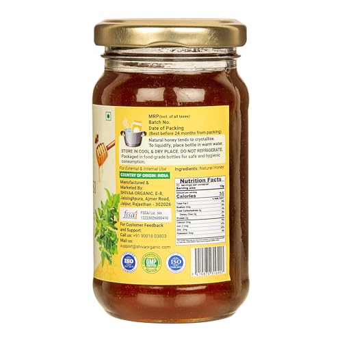 Image of Shiva Organic Raw Van Tulsi Flower Honey 250g | 100% Pure NMR Tested | Raw and Unprocessed