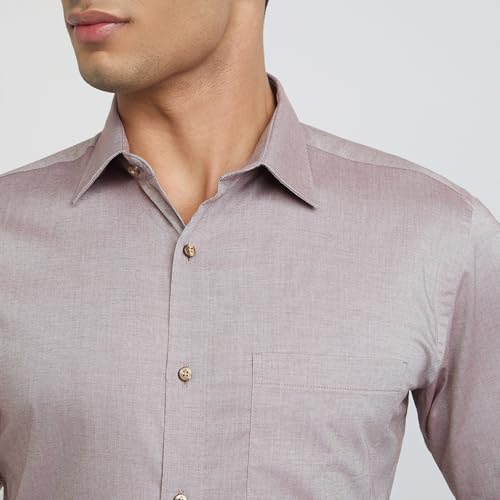 Image of Raymond Men's Slim Fit Solid Pattern Pure Cotton Semi Cut Away Collar Full Sleeve Formal Shirt