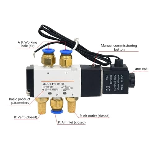 Électrovanne 4V110-06 contre fuites d'air avec station de confluence 5 voies 2 positions