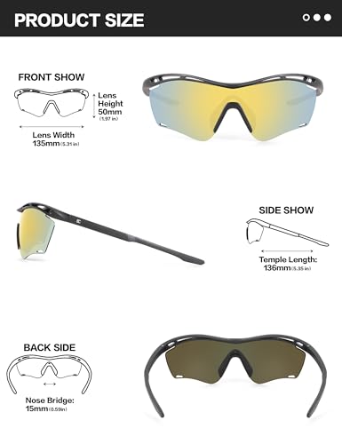 Image of BIRCEN Mens Polarized Sunglasses for Sports: TR90 Lightweight Sun Glasses Wrap Around Shades for Fishing Driving Cycling