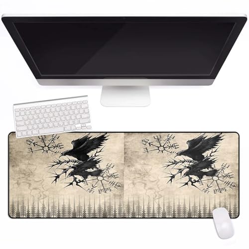 Mitología Vikinga 30x25cm Alfombrilla para Ratón con Costuras Anti-Desgaste Runas de Valhalla Impresas en 3D Mouse Pad Base de Goma Antideslizante Oficina Accesorios para Escritorio