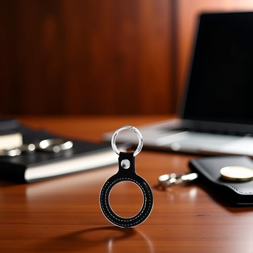 Portamoneda de cuero negro para monedas con llavero miniatura 6