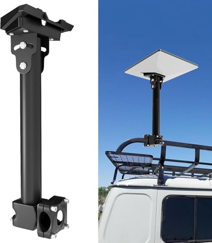 Starlink Mini Mount for RV Ladder, Starlink Mounting Kit with Adjustable Starlink Pipe Adapter, Camper Roof Railing Mount Installation Range 0.8-1.1”