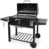 Grill Boss Charcoal Grill with Large 32-Inch Cooking Area - Includes Warming Rack, Side Shelves, Bottom Storage and Wheels for Outdoor BBQ, Tailgating, Camping & Backyard Grilling