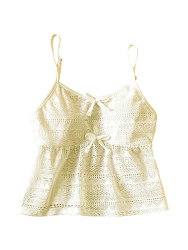SOLY HUX Girl's Summer Lace Hollow Out Bowknot Cami Tank Top Spaghetti Strap Cute Camisole