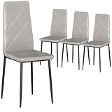 HOMCOM Pack de 4 Sillas de Comedor, Gris