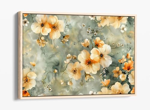 Impression sur toile fleurs jaunes pour salon moderne en gris
