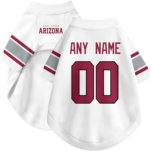 Image of Arizona Dog Clothes Jersey Style Personalized Pet T Shirt with Custom Name Number for Small Medium Large Dogs