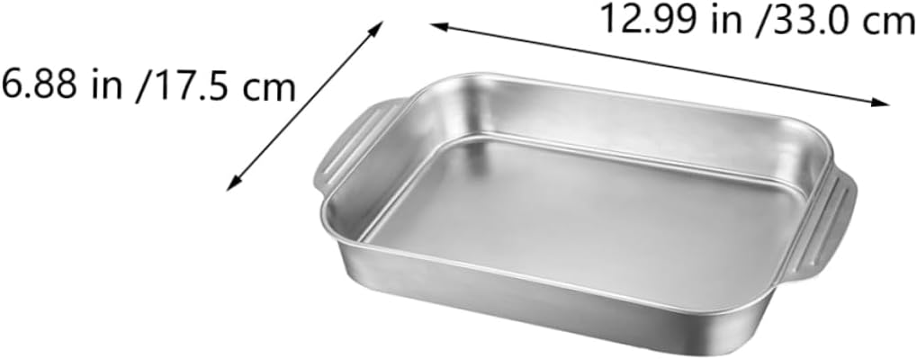 Ciieeo Double Handle Stainless Steel Baking Dish 2.3L Capacity for 1-2 People Kitchen Bakeware Pan Versatile Roasting Tray for Home Cooking