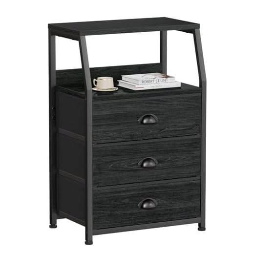 Furnulem Black Night Stand