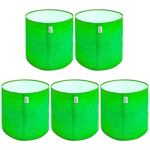 Anandi Green's Premium HDPE Uv Protected 260 GSM Round Shaped Green Colour Plants Grow Bags Suitable for Terrace and Vegetable Gardening 12x12 Inch Pack of 5 Grow Bags (Image - 1)