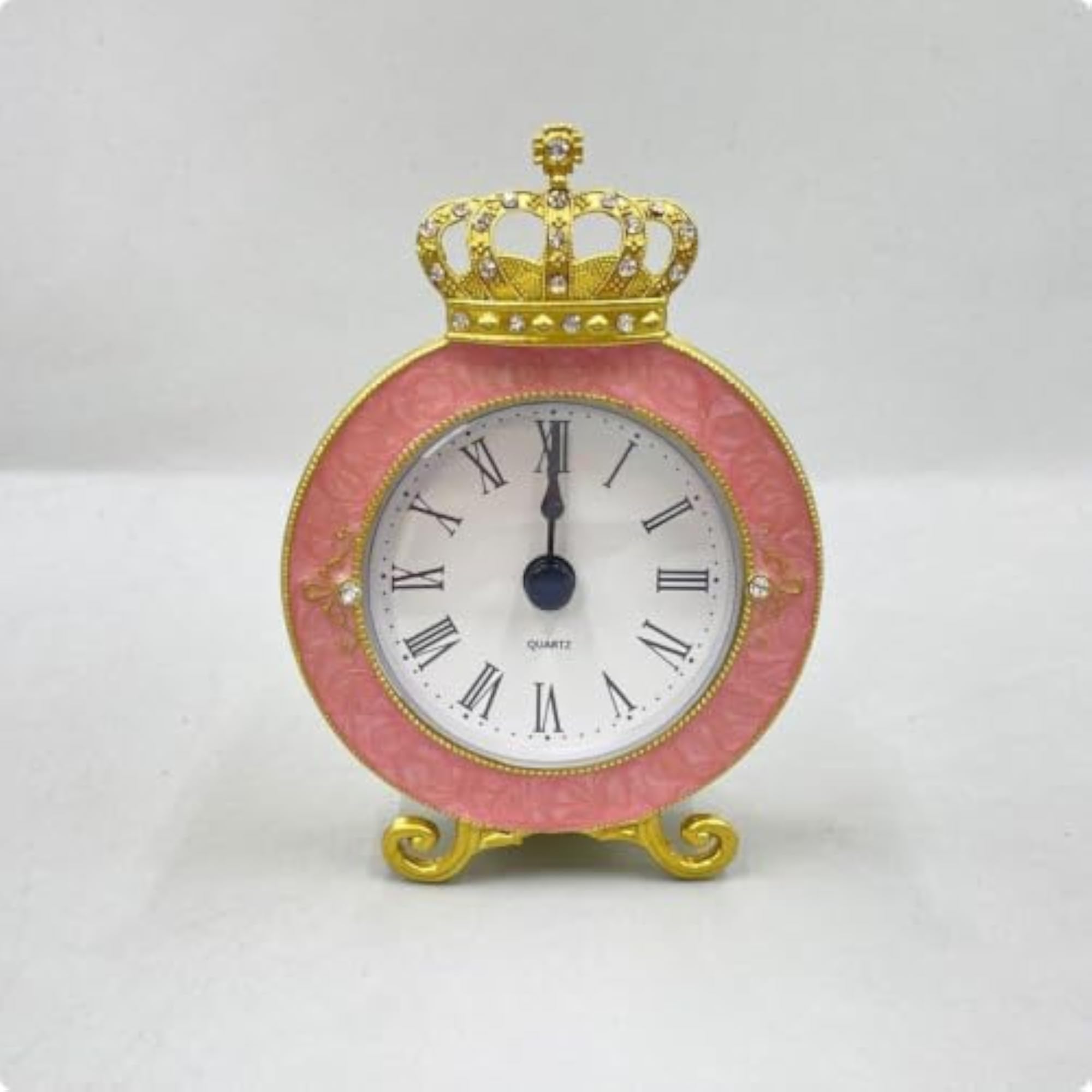 Crown Mantel Clock, Rhinestone Table Clock Gift Idea