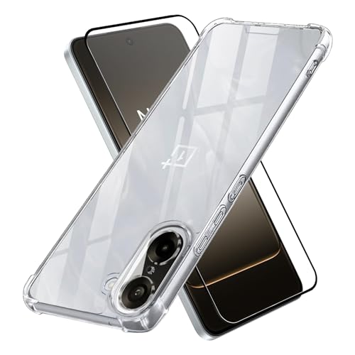 Image of ShieldTech TPU Back Cover Case + Tempered Glass for OnePlus Nord CE 5 / CE5 5G | Transparent Mobile Phone Back Cover Case with Screen Protector for 1+ One Plus Nord CE 5 / CE5 5G | Transparent Case