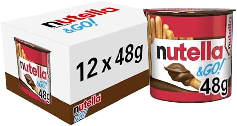 Nutella &Go! Hazelnut Snack Kit, Bulk Chocolate Gift, Hazelnut Spread with Cocoa and Breadsticks, Pack of 12 x 48g