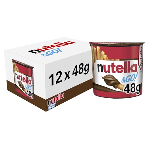 Nutella &Go! Hazelnut Snack Kit, Bulk Chocolate Gift, Hazelnut Spread with Cocoa and Breadsticks, Pack of 12 x 48g