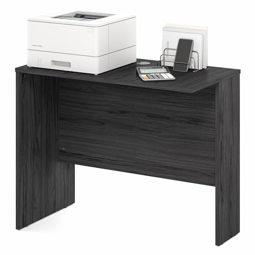 Image of Furinno Roger Office Desk Return, 35 Inch Rectangular Desk Return for Executive Desk, Reversible Return with Cord Grommet, Scratchproof and Water-Resistant, for Home Study, Office, Coastal Grey