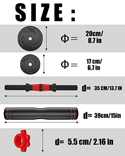 Ajumker, Set di manubri da 15 kg regolabili, per