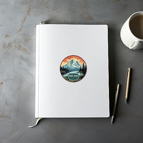 Image of Mount Rainier National Park Sticker - Waterproof Vinyl Decal for Car Bumper, Laptop, Luggage, Water Bottle, Wall, and Window, Size - 3'' X 3''