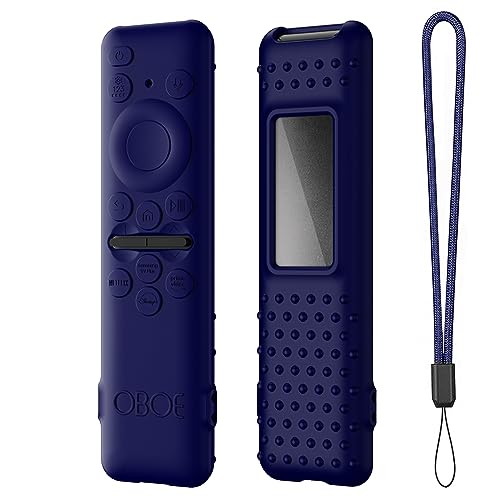 Image of Oboe Silicone TV Remote Cover Compatible With Samsung Smart TV 2023 Model TM-2360 E - Protective Key Cover Case With Lanyard (D-Dark Blue) [Remote NOT Included]