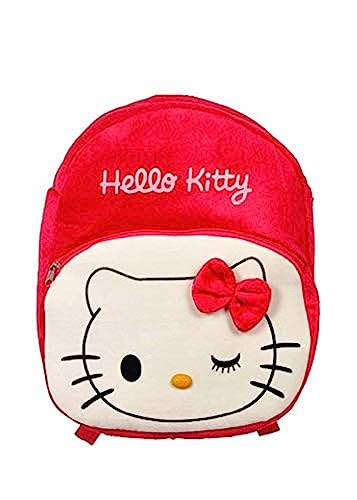 Image of blue tree Cute Boy's and Girl's Plush Bag Medium Quality Full Embroidery Designs Mini Travel Backpack Mango (Mango-Red Hello Kitty)