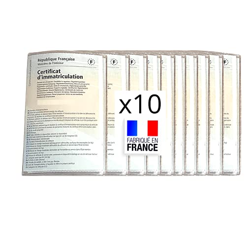 Pochette Carte Grise - Etui en lot 10 Porte cartes grise pour Protéger papier Assurance Auto, Moto, Permis - Pack de Pochettes Accessoires Voiture en gros...