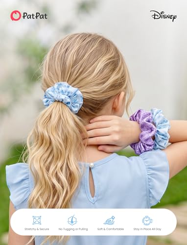 Image of Disney Frozen Scrunchies for Girls, 3PCS Satin Hair Ties & Ponytail Holders, Elsa Hair Accessories for Kids, No Damage No Crease Scrunchies, Birthday Gifts for Toddler Girls