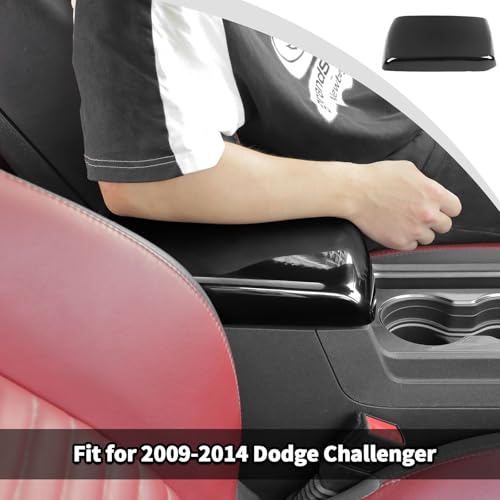 JWWY for Challenger Armrest Cover Case Pad Center Console Cover Decoration Trim for 2009-2014 Dodge Challenger Interior Accessories, ABS Black by JWWY - Image 3