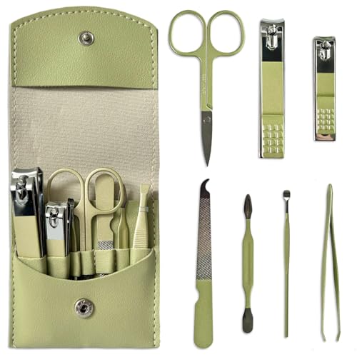 LAC FOR YOU Kit Manucure 7 Pièces – Ensemble Professionnel pour Ongles Mains et Pieds - Trousse Manucure Femme Homme – Vert
