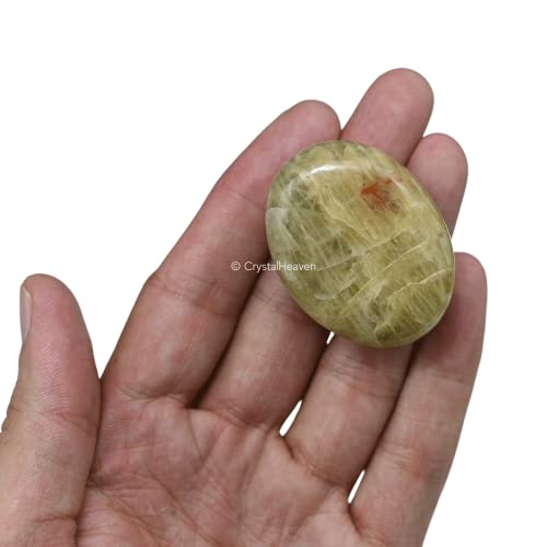 Image of Yellow Aquamarine Crystal Palm Pebbles Stones for Anxiety Stress Relief Massage - AAA Grade Original Healing Gemstone Agate Palm Stone for Yoga Meditation Spiritual Reiki Feng Shui