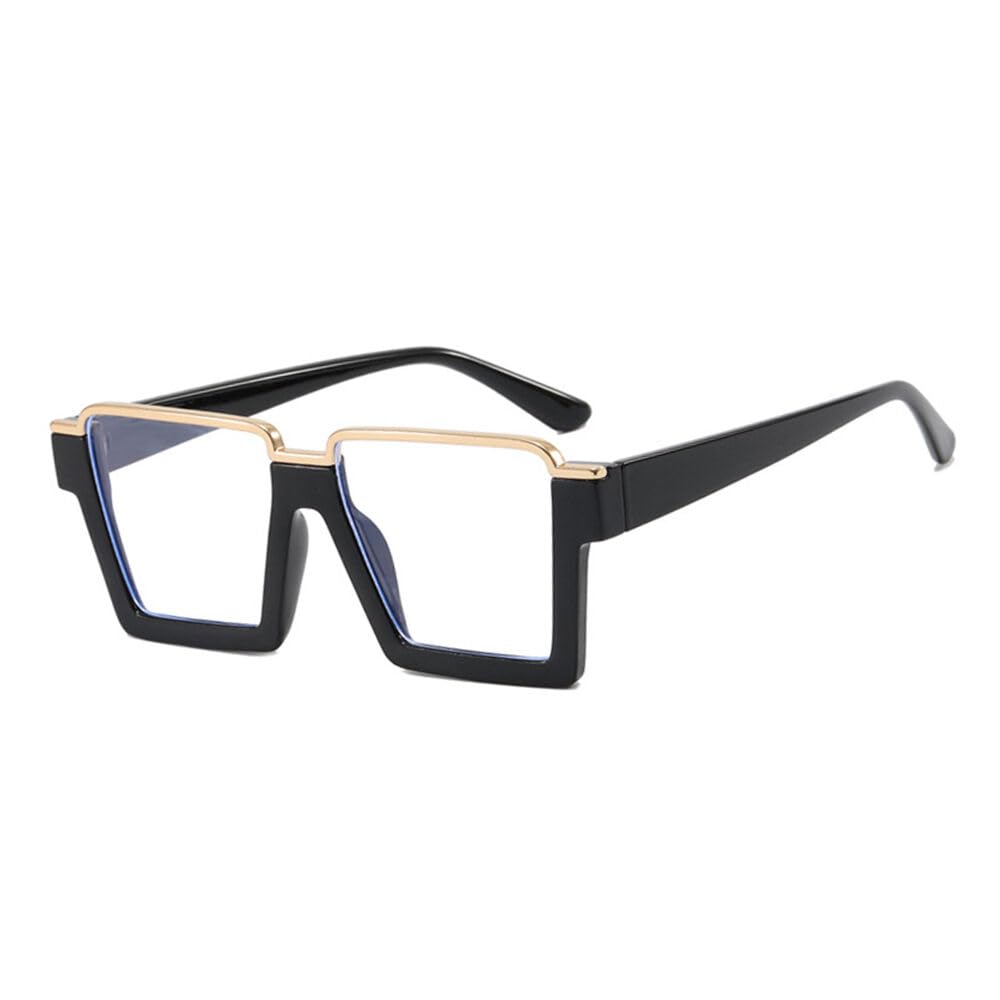 AOOLIA Übergroße Lesebrille Blaulichtfilter Quadratisch Lesehilfe für Damen | Leserbrillen mit Große Rahmen & Metallscharnier zweifarbiges Design mit goldener Oberrahmenkante