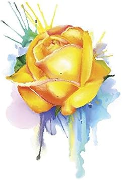 Magnet Rainbow Watercolor Paint Splatter Magnetic Vinyl Magnet Bumper Sticker 4" Tall, Yellow Rose