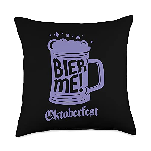 Bier Me Funny Oktoberfest Beer Mug German Pride Germany Throw Pillow
