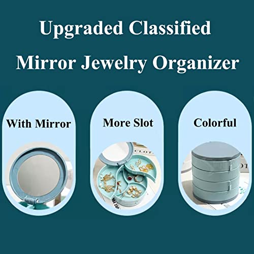Jewelry Organizer Small Rotating Jewelry Storage Case, Mirror Jewelry Storage Box Earring Holder For Women, 4-Layers Rotating Travel Jewelry Tray Case With Lid For Earrings Necklaces #TOP1