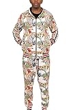 G-Style USA Men's Jungle Tiger G Stripe Track Suit Set ST808 - Off-White - Medium