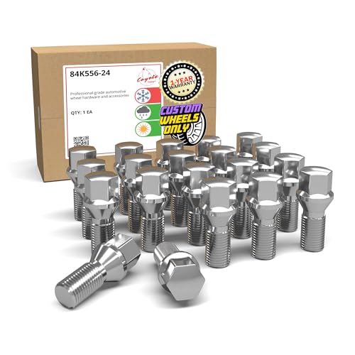 Image of Wheel Accessories Parts 20 Pcs M14 x 1.50 Thread Acorn Seat Lug Bolt Chrome Finish 24mm Shank Length 17mm Hex fits Ferrari 456 GT 456 GTA 456 M 456 M GT 456 M GTA