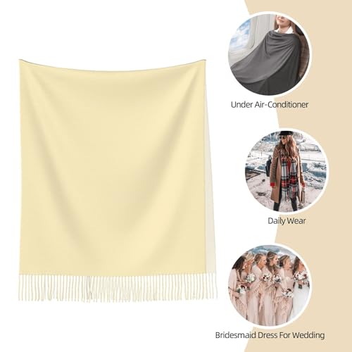 Foulards et écharpes à franges personnalisables noir et jaune amande - 4