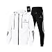 Produktbild AGLOAT Herren und Damen Trainingsanzug Jogginganzug Sportanzug Jogginghose Zweiteilige Trainingsjacke Pants Stripe mit Kapuze Mantel Sportbekleidung Sporthose,Weiß-L