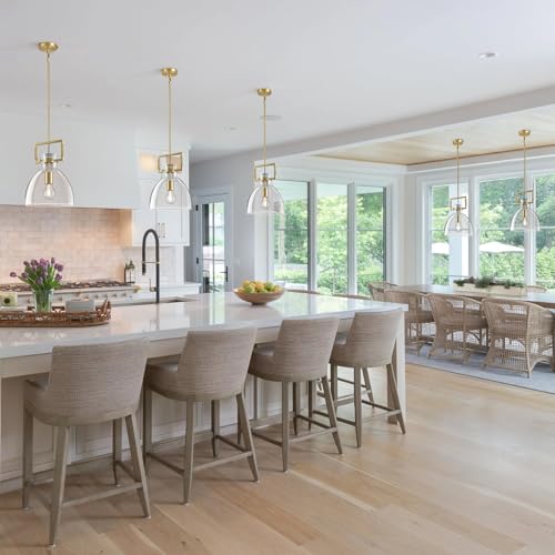 ZHFLT 10 Inch Knurled Large Brass Blown Glass Modern Kitchen Island Pendant Light Fixtures,1 Light Island Pendant Lighting,Single Pendant Light,for Foyer, Entryway, and Dining, Includes Two Bulbs by ZHFLT - Used condition - Image 7