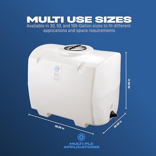 Image of RTS Plastics Rotomolded Polyethylene PCO-100 Gallon Tank for Water and Non-Flammable Liquids with Molded Grad Strip and Siphon Elbow