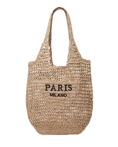 Bolso de playa tejido para mujer, gran tote de verano miniatura 1