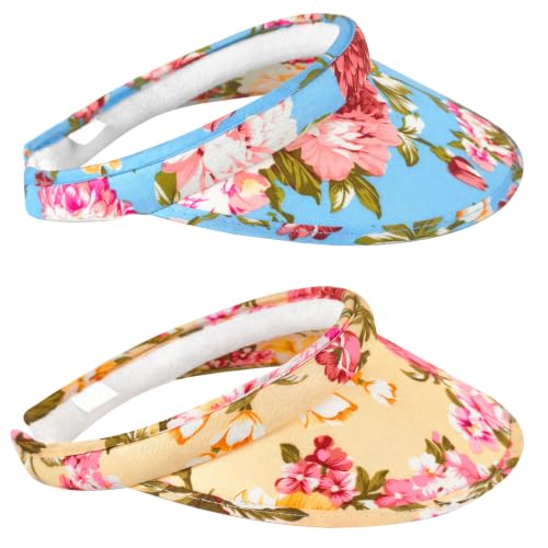 Image of 2 Pack Sun Visor Hats Women Men Clip On Wide Brim Visors Hat Outdoor Sports Golf Beach Travel Tennis Caps