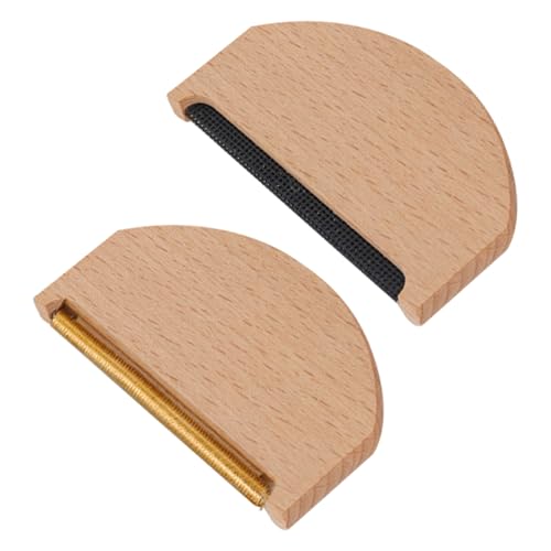 2 Pcs Cashmere Comb Set Beech Wood Gold-Edge Shaver & Clear-Coated Lint Remover Manual Sweater Shaver for Wool Cashmere Knitwear Scarves Portable Depiller for Bobbles & Pilling
